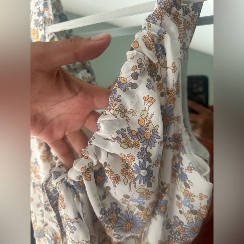 NWT Abercrombie and Fitch Floral Cinched Neck Slip Midi Dress - Picture 9 of 16